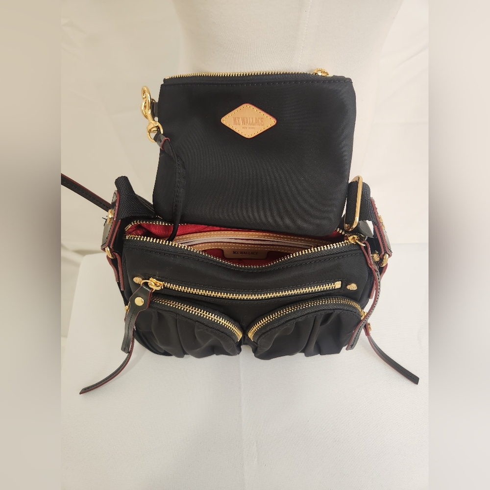 MZ Wallace - Elegant Black Shoulder Bag/Crossbody Bag with Wallet - Picture 12 of 16